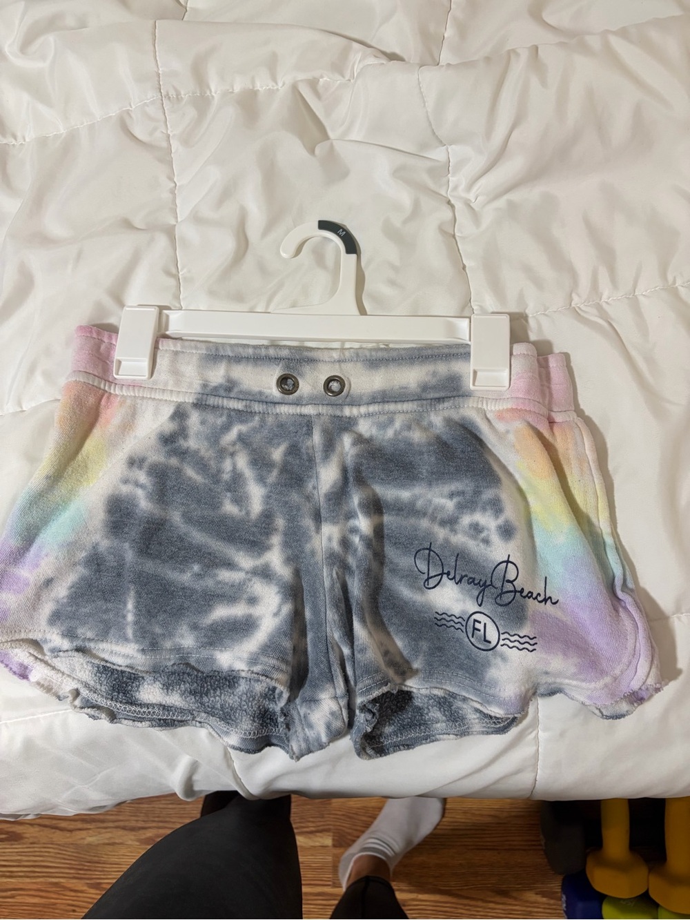 Ocean Drive Tie-Dye Rainbow Athletic Shorts - Gray with Pastel Accents